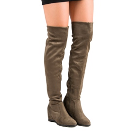 Super Me Wysokie Kozaki Na Koturnie zielone 2