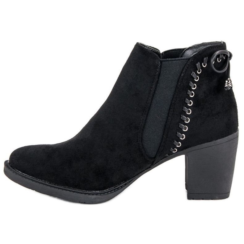Casualowe Botki Na Obcasie czarne 1