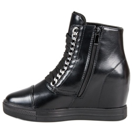 Seastar Sportowe botki na koturnie czarne 1