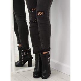 Botki na obcasie licowe czarne 88073 Black 2