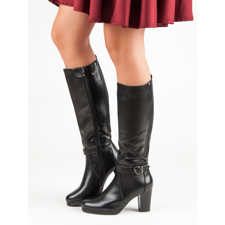 Filippo Ocieplane Kozaki Na Słupku czarne 2