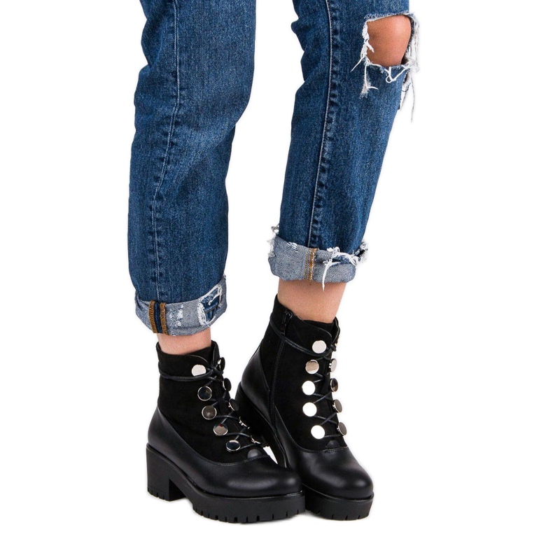 Queen Vivi Sznurowane Workery czarne 1