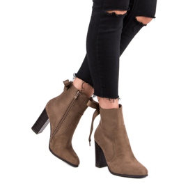 Super Mode Eleganckie Botki Na Słupku brązowe 2