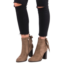 Super Mode Eleganckie Botki Na Słupku brązowe 1