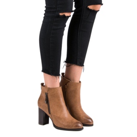 Super Mode Camelowe botki na obcasie brązowe 1