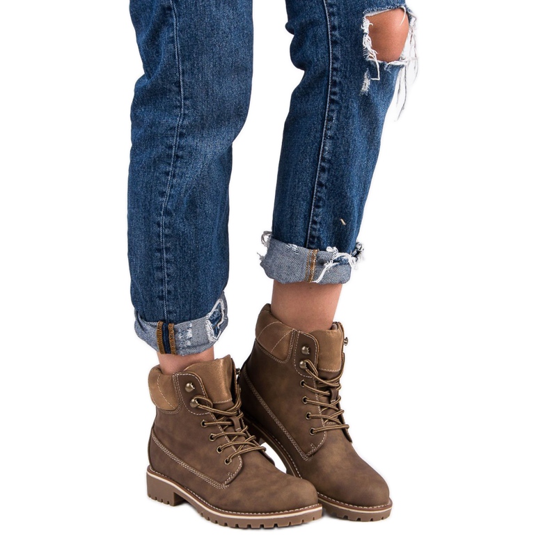 Super Me Wiązane Trapery brązowe 1