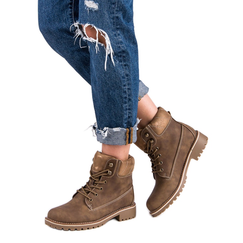 Super Me Wiązane Trapery brązowe 2