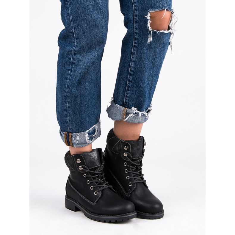 Super Me Wiązane Trapery czarne 1