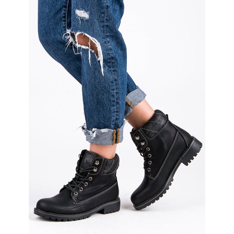 Super Me Wiązane Trapery czarne 2