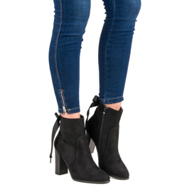 Super Mode Eleganckie botki na słupku czarne 2