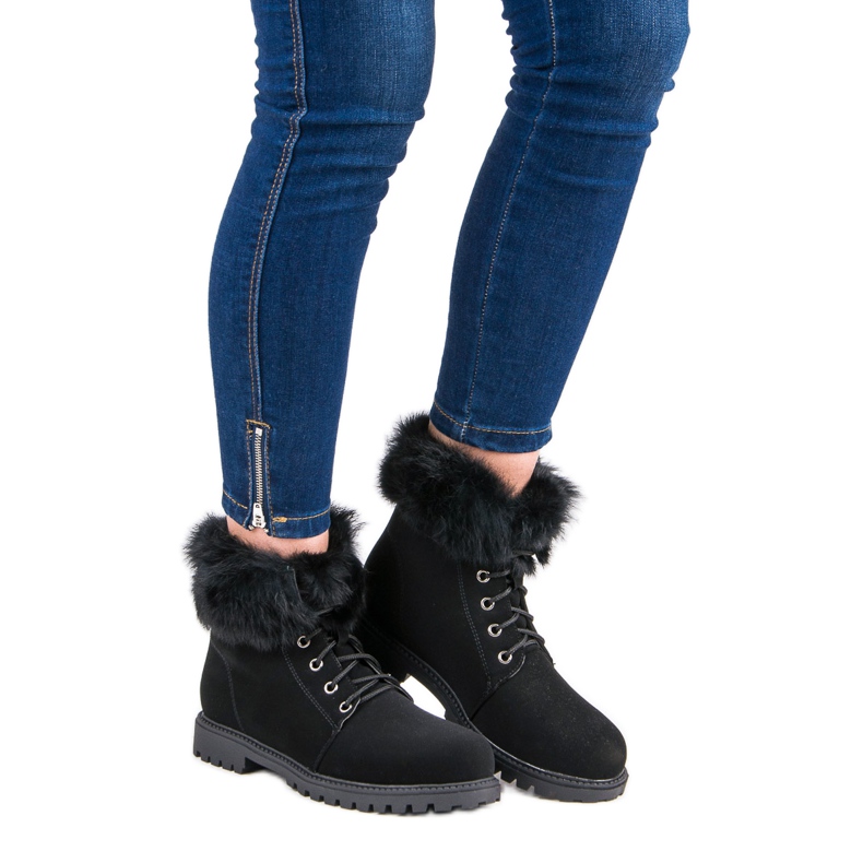 Nio Nio Czarne traperki z futerkiem 1