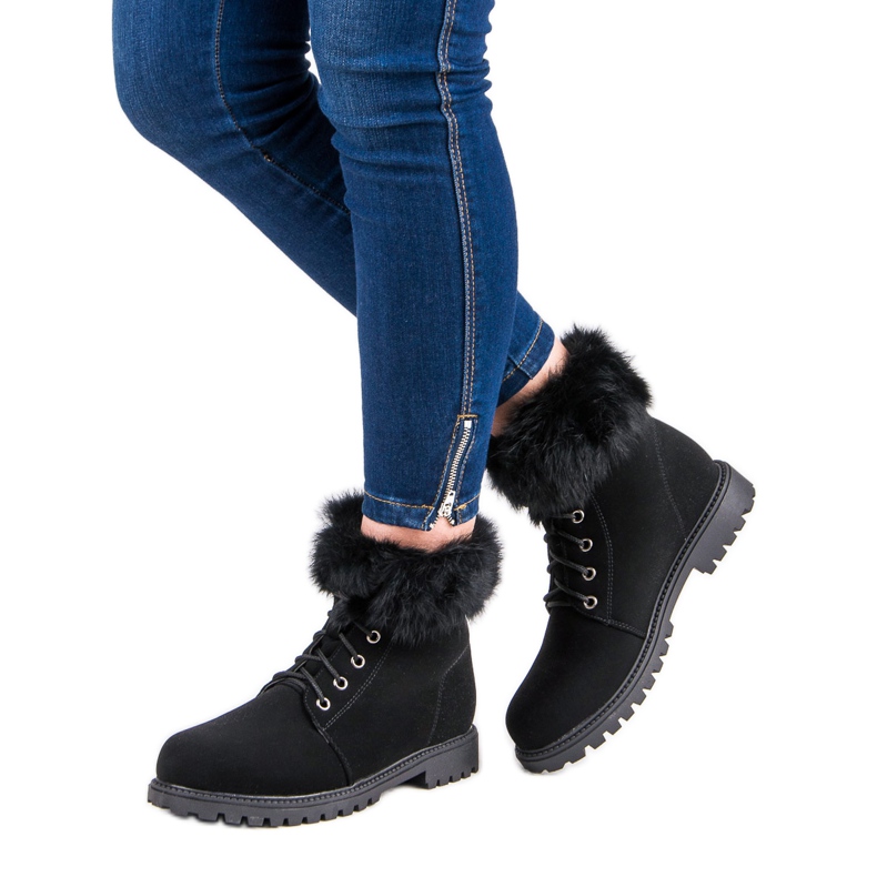 Nio Nio Czarne traperki z futerkiem 2