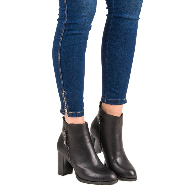 Super Mode Czarne botki na obcasie 1