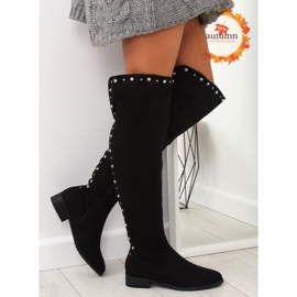 Muszkieterki z perełkami czarne 688-5 black 1