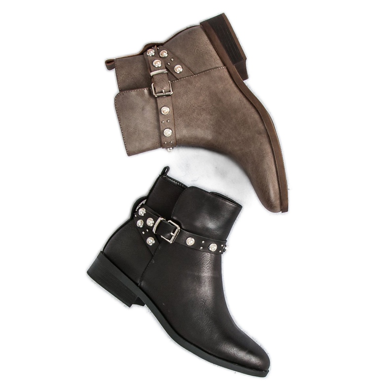 Super Mode Botki z perełkami czarne 1