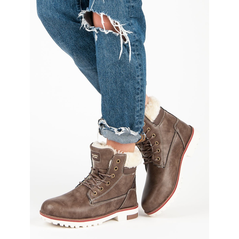 Arrigo Bello Ciepłe Zimowe Traperki brązowe 2