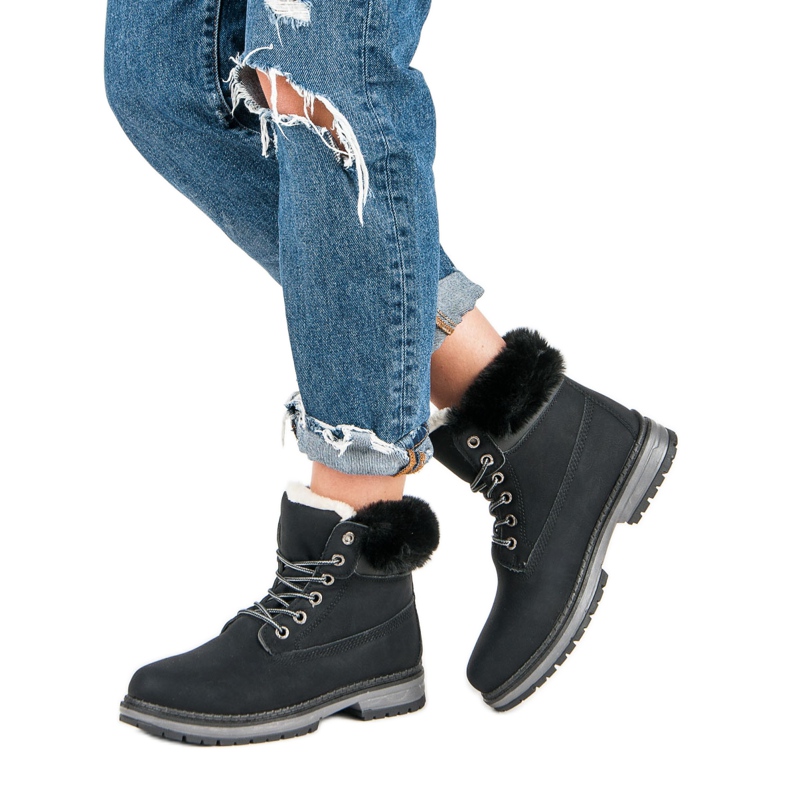 Fgm Paris Czarne traperki z futerkiem 2