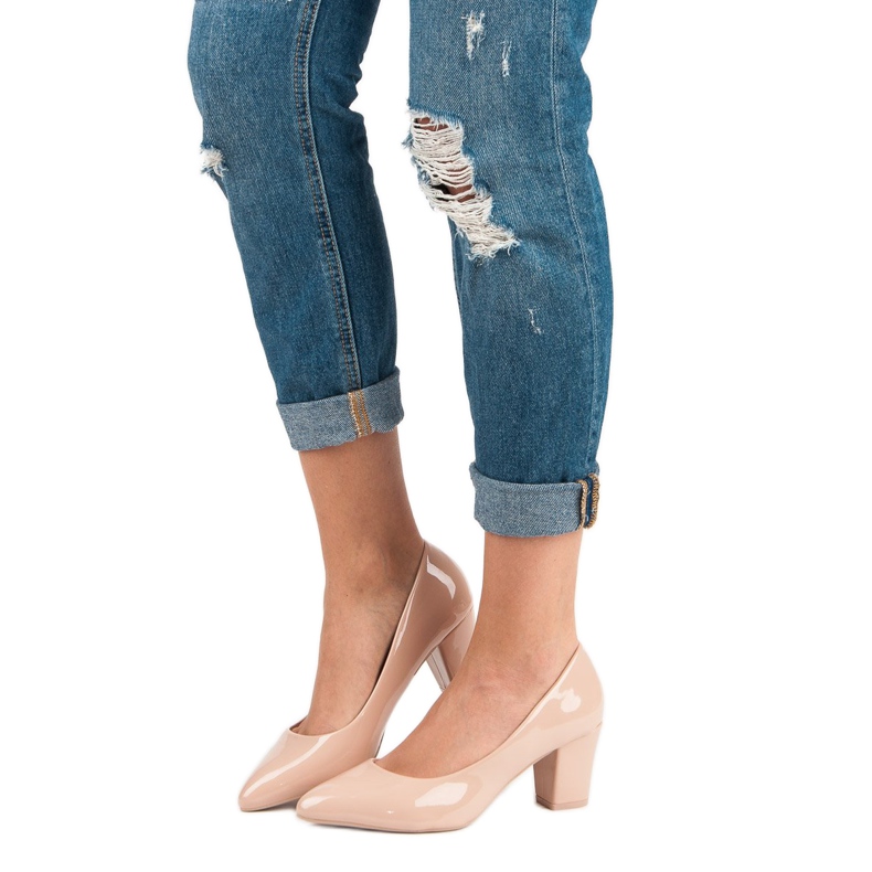 Klasyczne Lakierowane Czółenka brązowe 1