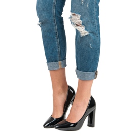 Lakierowane Czółenka Na Słupku czarne 1