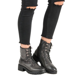 Ideal Shoes Sznurowane Workery Na Platformie zielone 2