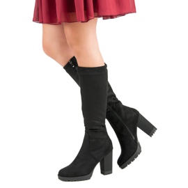 Super Mode Zamszowe Kozaki Na Platformie czarne 2