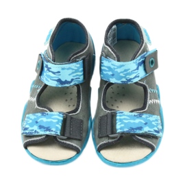 Befado buty dziecięce sandałki  z wkładką skórzaną 350P062 niebieskie szare 4