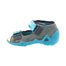 Befado buty dziecięce sandałki  z wkładką skórzaną 350P062 niebieskie szare 2