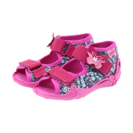 Befado buty dziecięce kapcie sandałki 242p072 szare wielokolorowe różowe 3