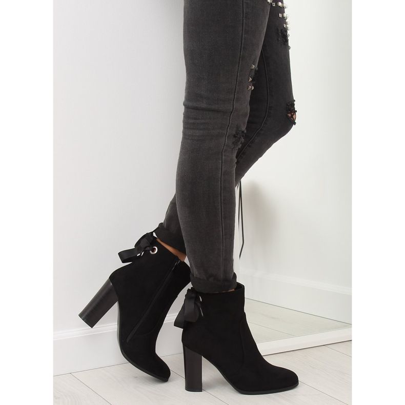 Botki na obcasie czarne 1331 Black 1