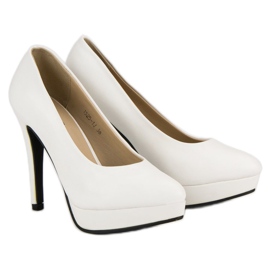 J. Star Seksowne Szpilki Na Platformie białe 1