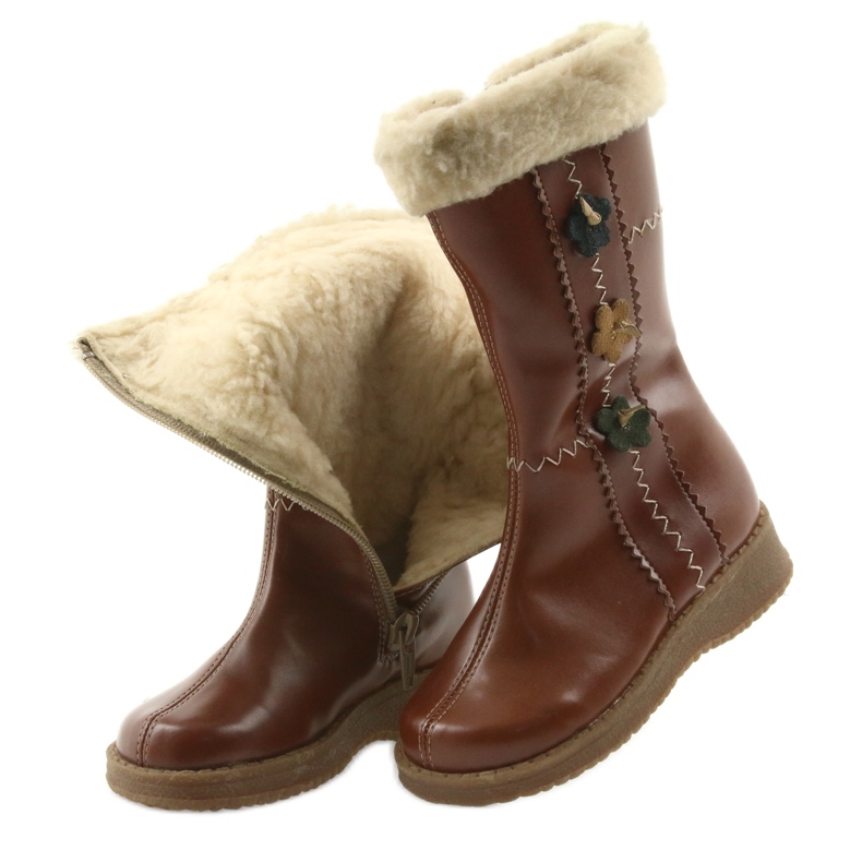 Zawadka Kozaczki dziewczęce z futrem Zawatka brąz brązowe 4