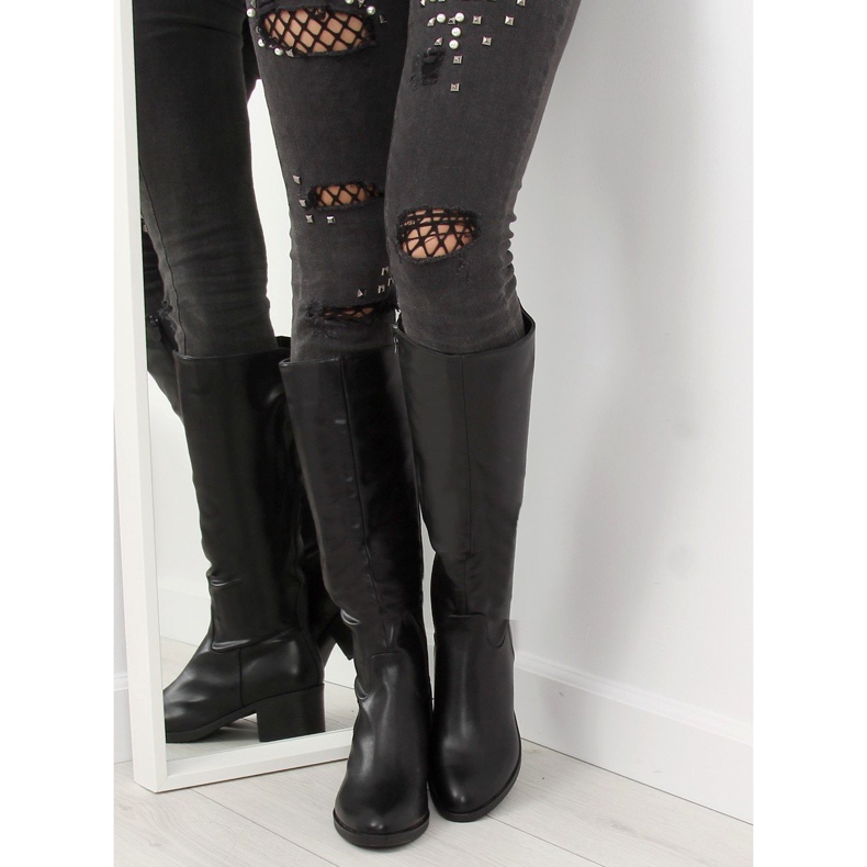 Oficerki na obcasie czarne 635-1 Black 1