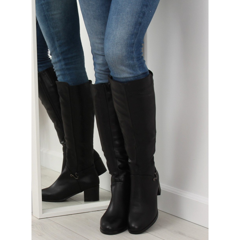 Kozaki na niskim obcasie czarne SG-206 Black 1