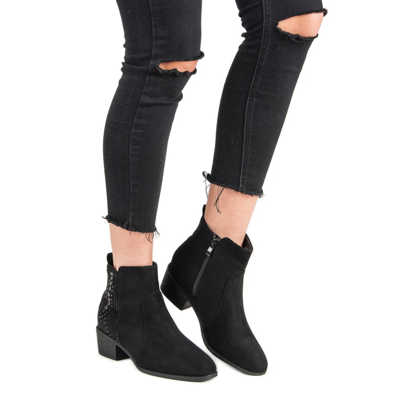 Nio Nio Czarne Botki Z Kryształkami 2