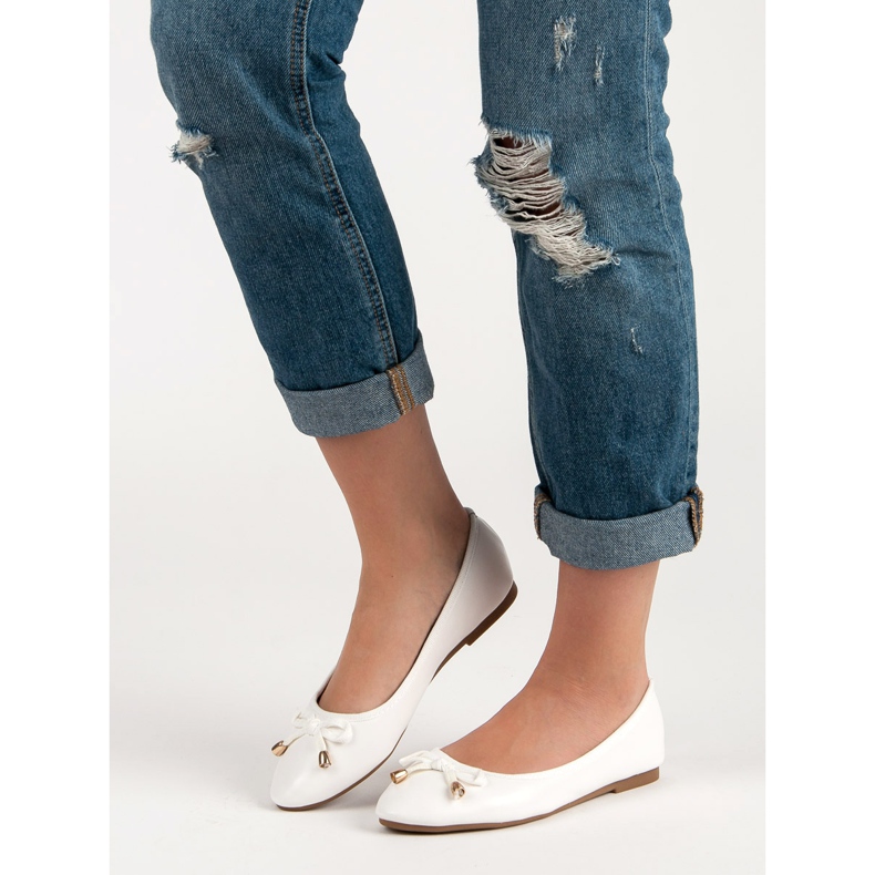 Białe Baleriny Z Kokardką 1