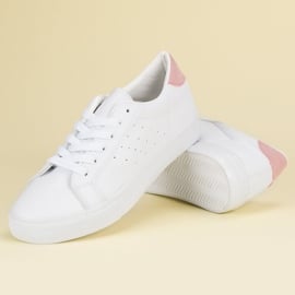 Białe Buty Sportowe różowe 3