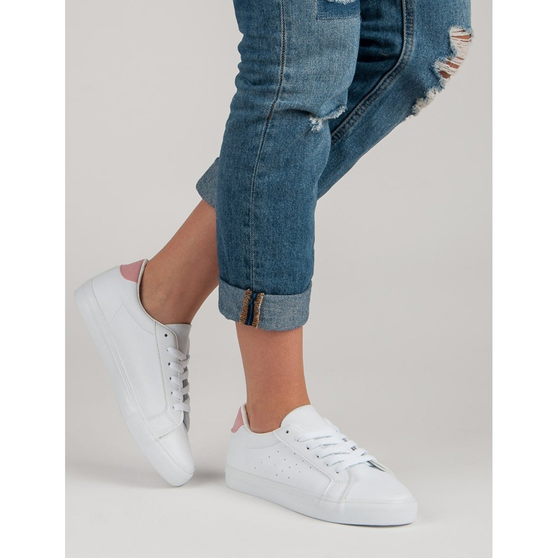 Białe Buty Sportowe różowe 1