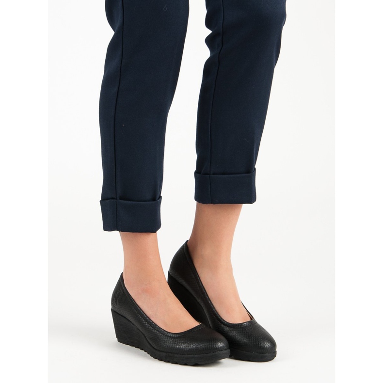 J. Star Czółenka Na Koturnie czarne 2