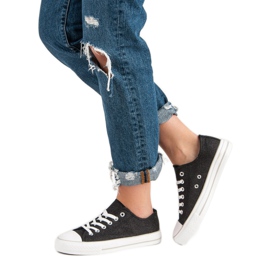 Brokatowe Trampki czarne 2