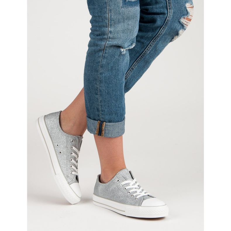 Brokatowe Trampki szare 1