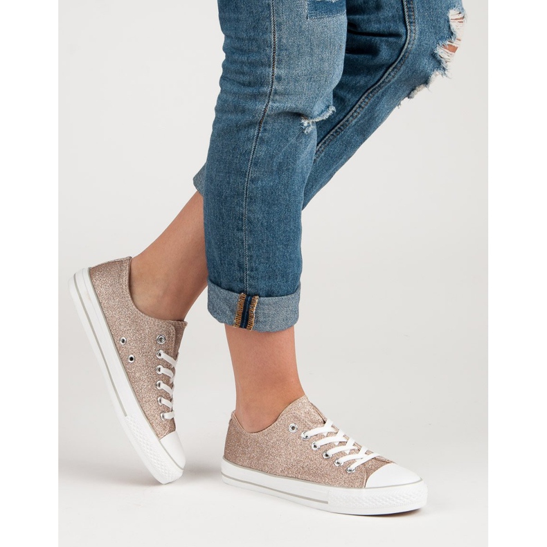 Brokatowe Trampki żółte 1