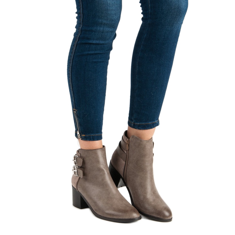 Super Mode Stylowe Brązowe Botki 2