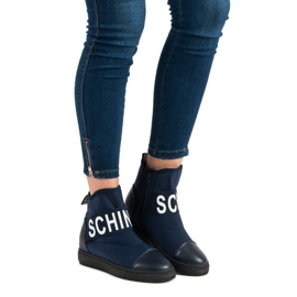 Bestelle Modne Wysokie Trampki białe granatowe 2