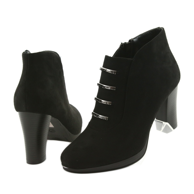 M.Daszyński Botki na słupku zamszowe Daszyński czarne 4