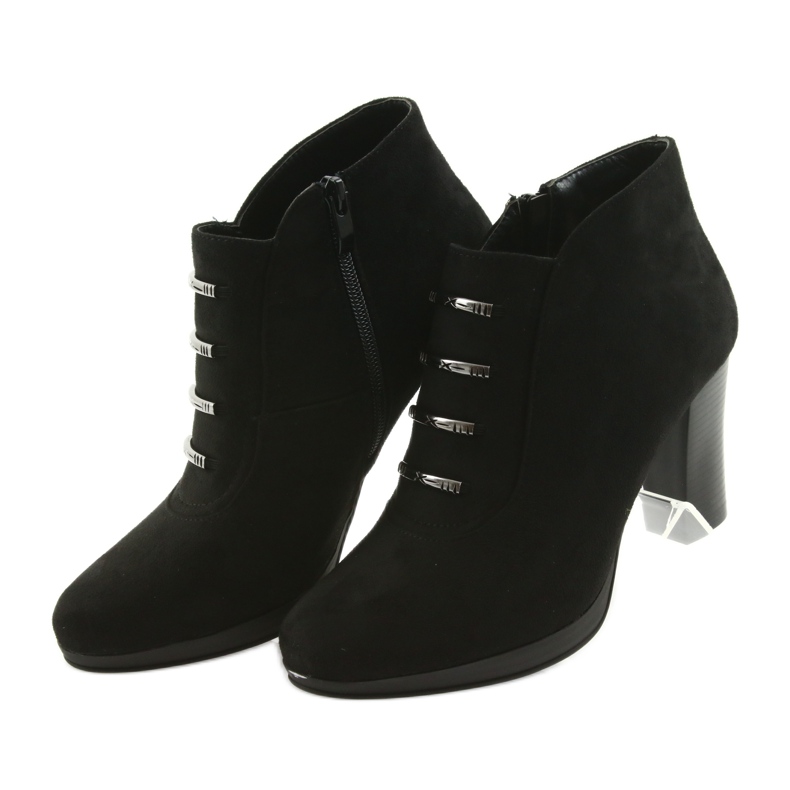 M.Daszyński Botki na słupku zamszowe Daszyński czarne 3