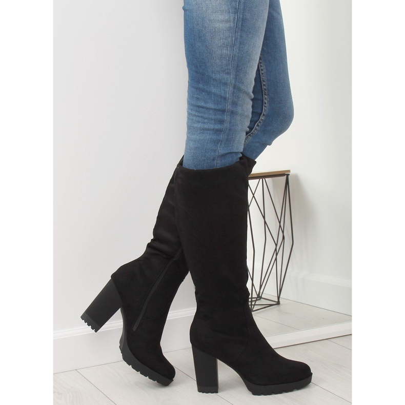 Kozaki na obcasie czarne 7290 Black 2