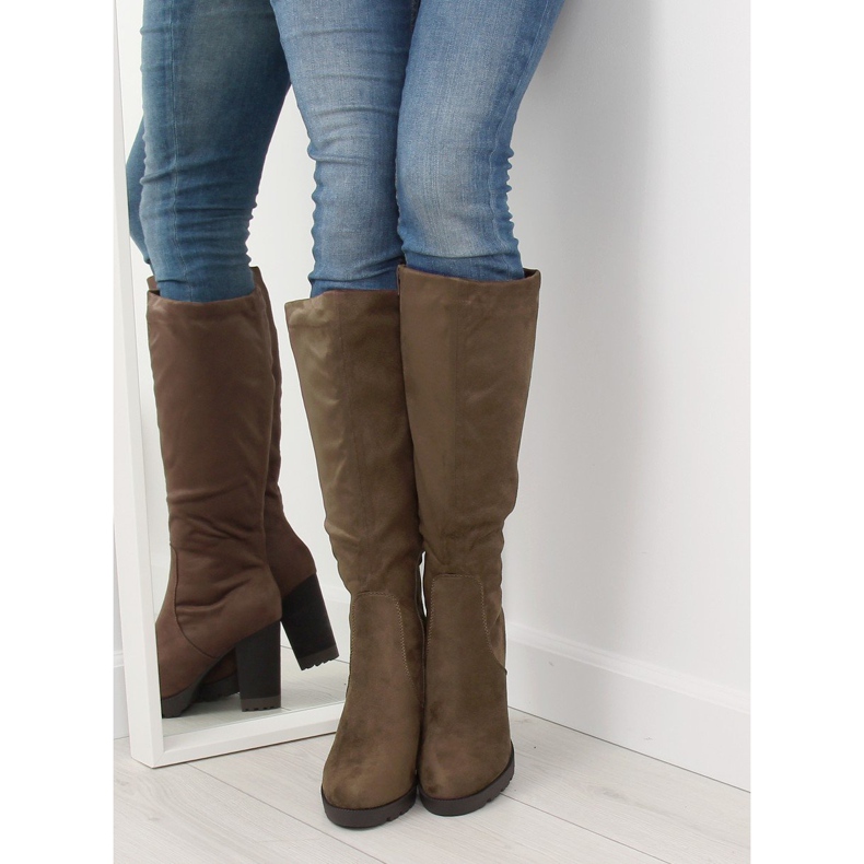 Kozaki na obcasie khaki 7290 Khaki 1