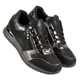 Buty Sportowe Z Ozdobnym Suwakiem czarne szare 4