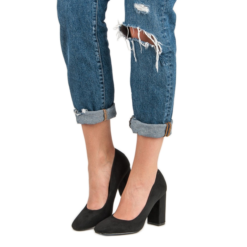 Seastar Zamszowe Czółenka Na Słupku czarne 2