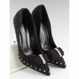 Szpilki z ćwiekami i kokardką czarne nf-05p Black 2